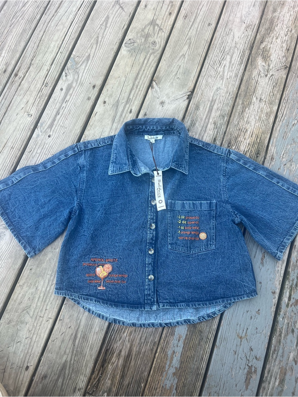 Solitaire Blue Denim Short-Sleeve Button-Down Shirt large